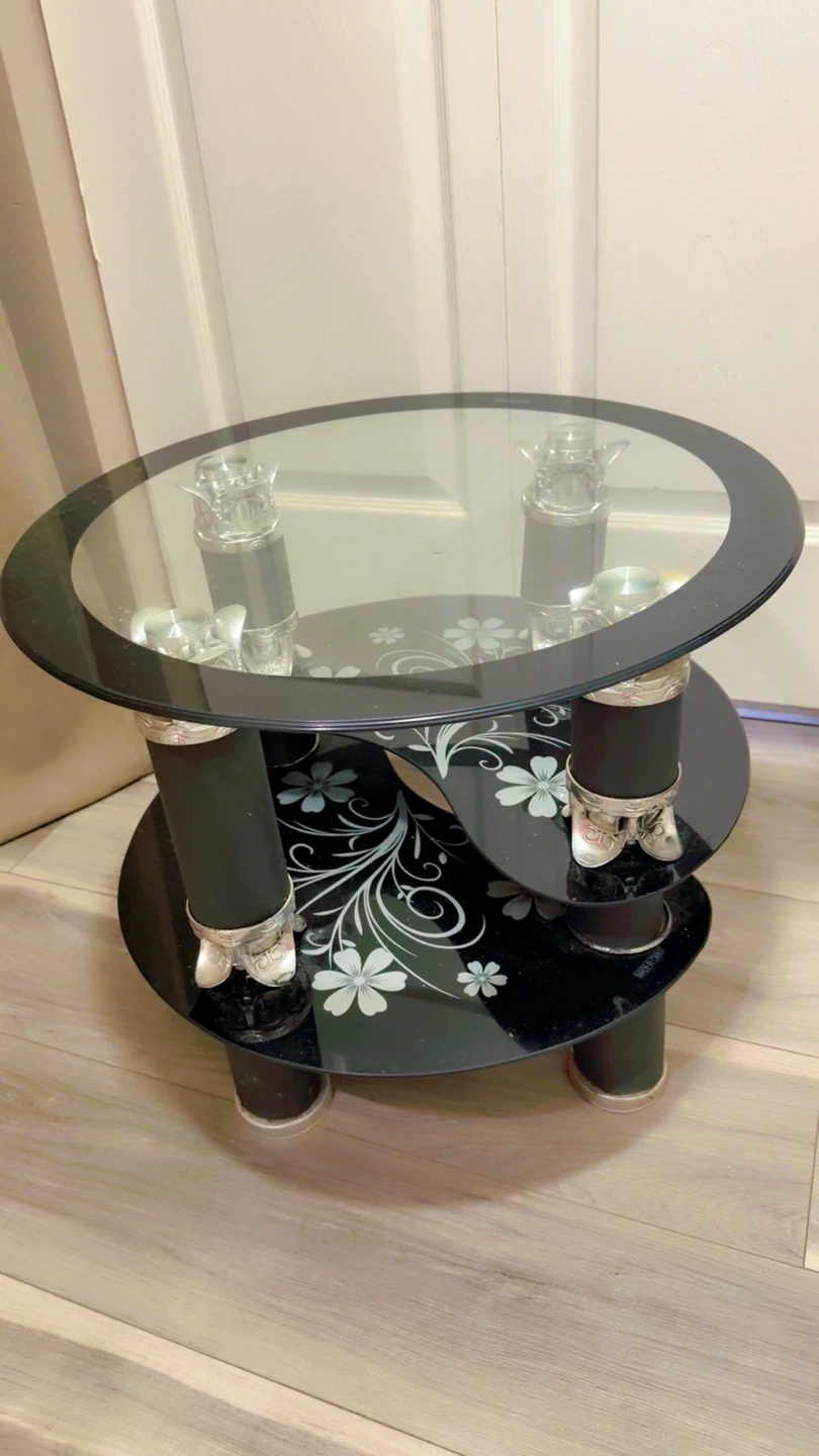 Glass Tables with Floral Design
