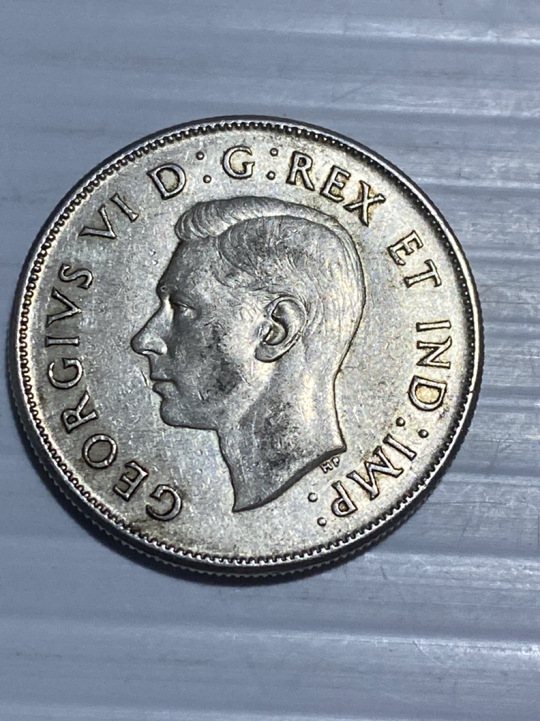 1945 silver Canadian 50 Cent Coin - photo 2