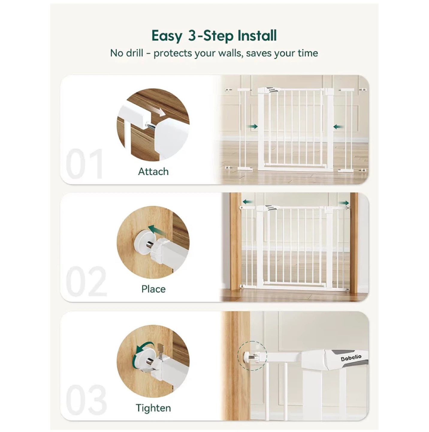 Dbelio White Baby Gate for Stairs and Doorways - photo 4