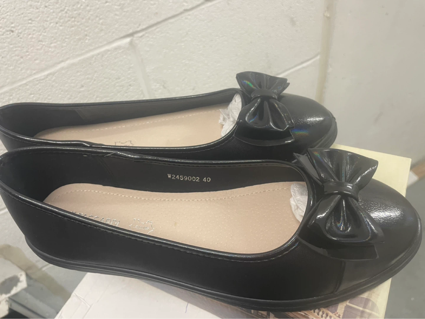 Brand New Black Ballet Flats with Bow - Size 40