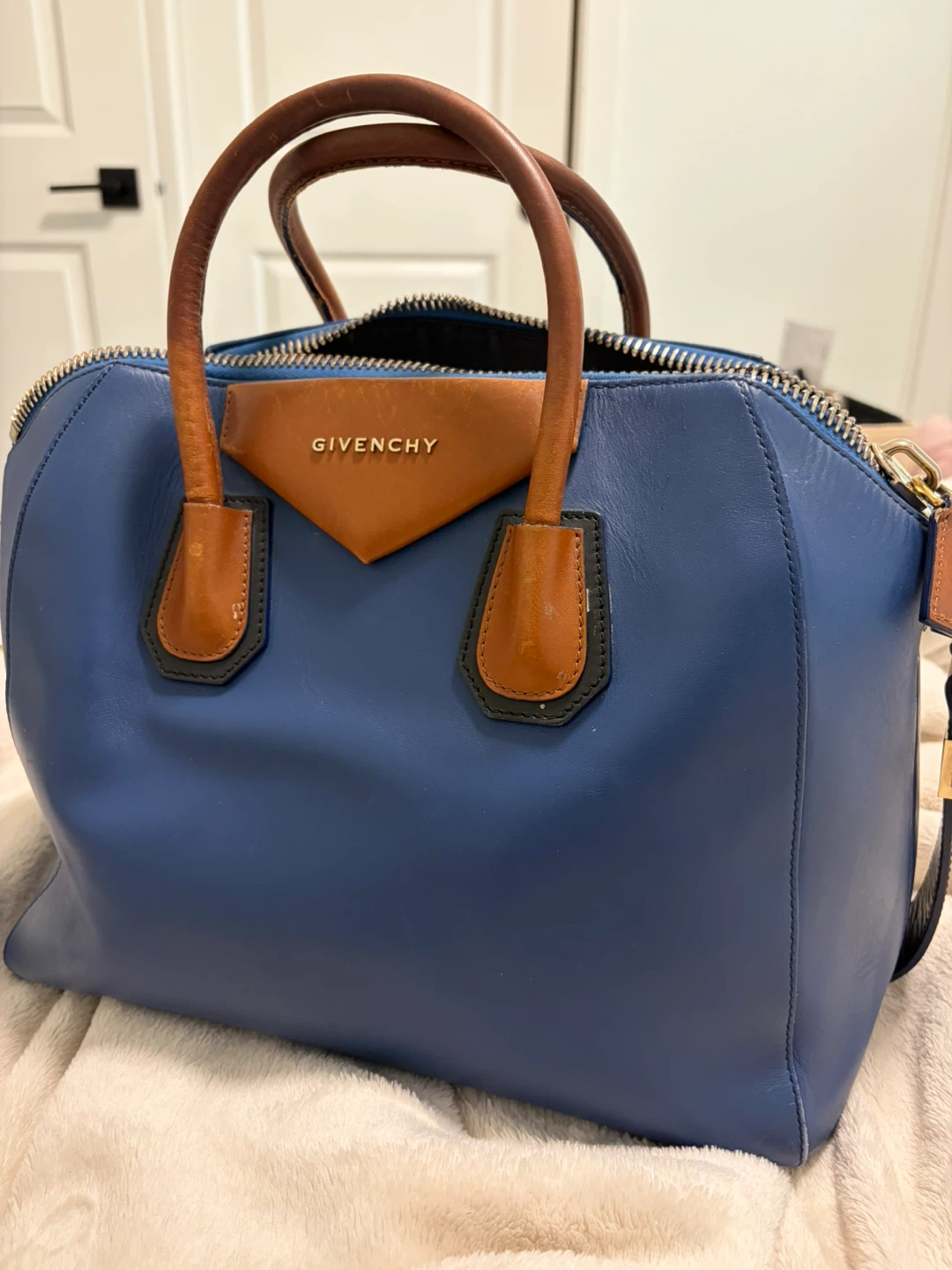 Givenchy Antigona Medium Bag – Blue & Brown Leather