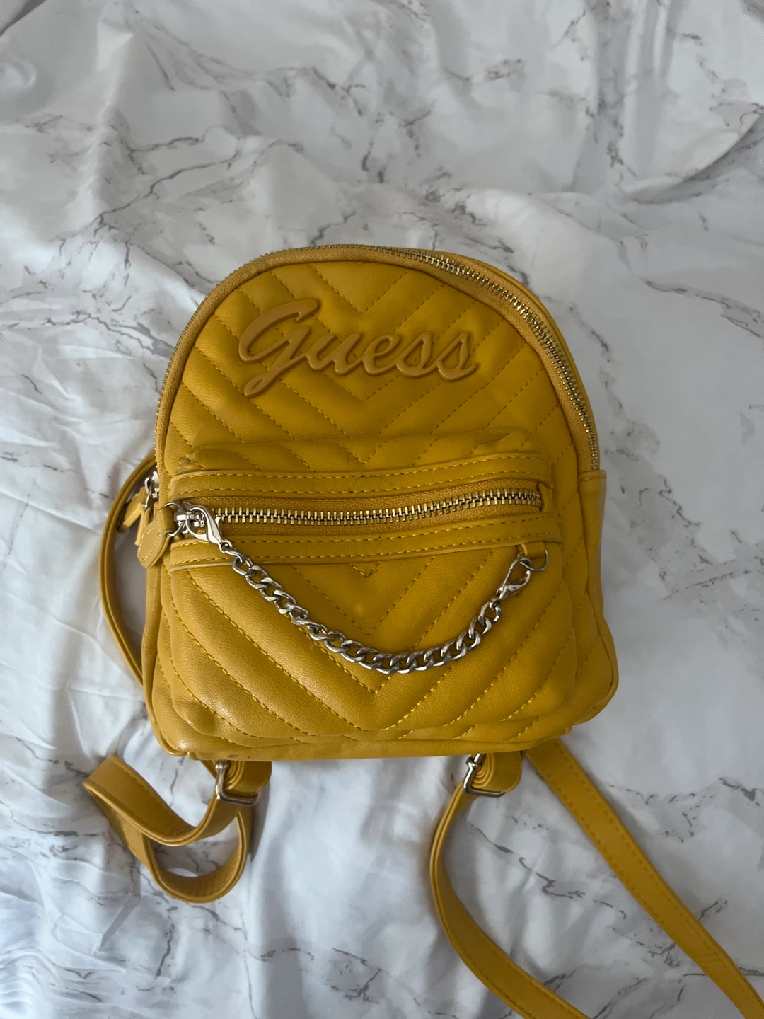 Guess Yellow Quilted Mini Backpack