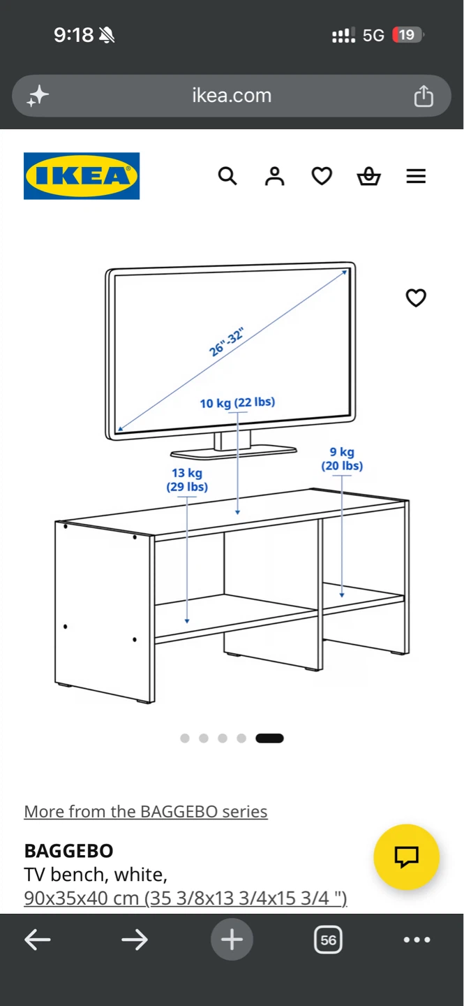 IKEA BAGGEBO TV Bench - White - photo 4