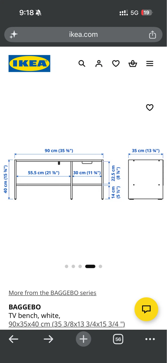 IKEA BAGGEBO TV Bench - White - photo 3