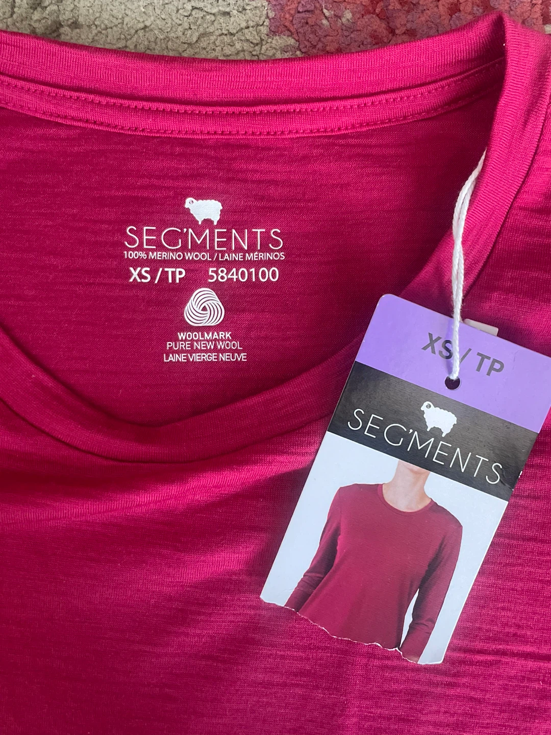 Segments 100% Merino Wool Long Sleeve Top XS/TP Fuchsia - photo 3