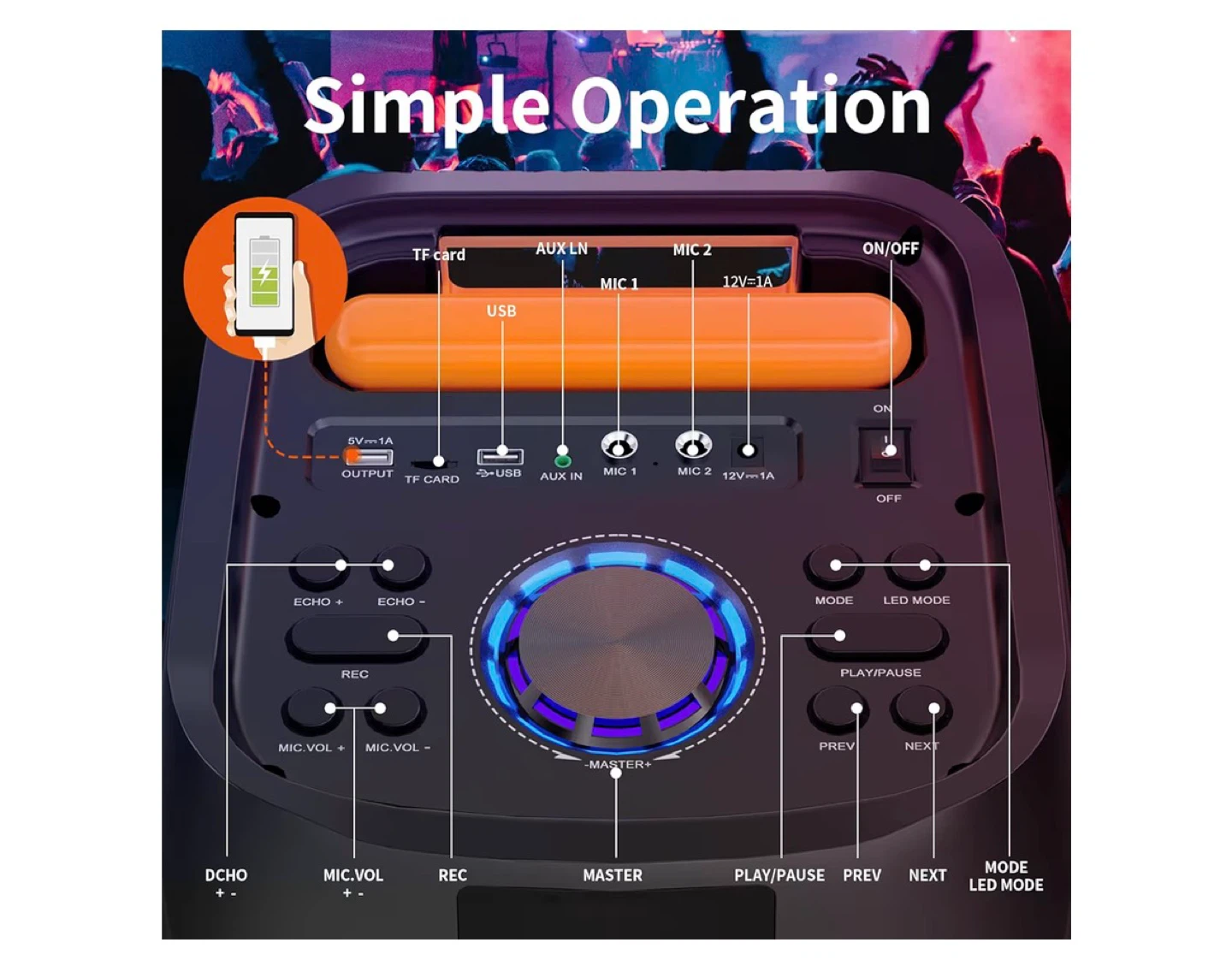 Portable Bluetooth Speaker with 2 Microphones - photo 3