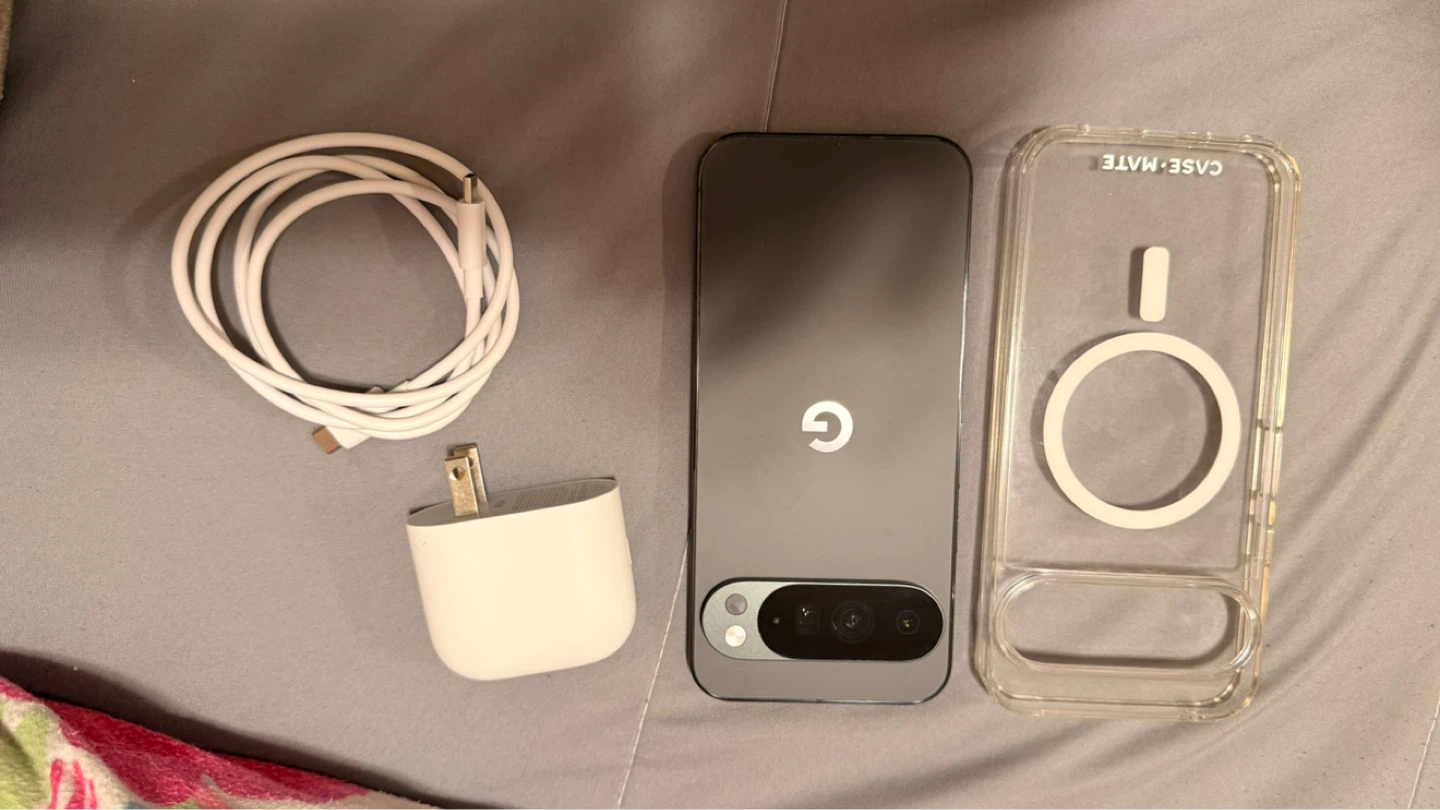 Google Pixel 10 Pro XL with Case, Charger, and Cable