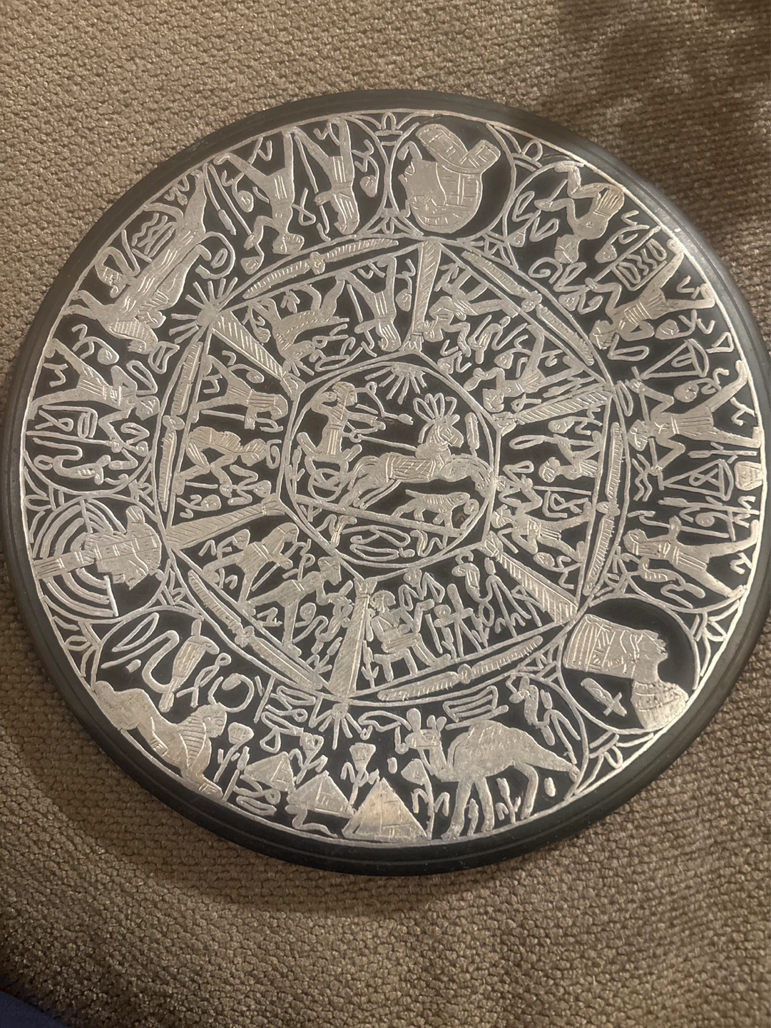Decorative 7”  Silver and copper Egyptian plate