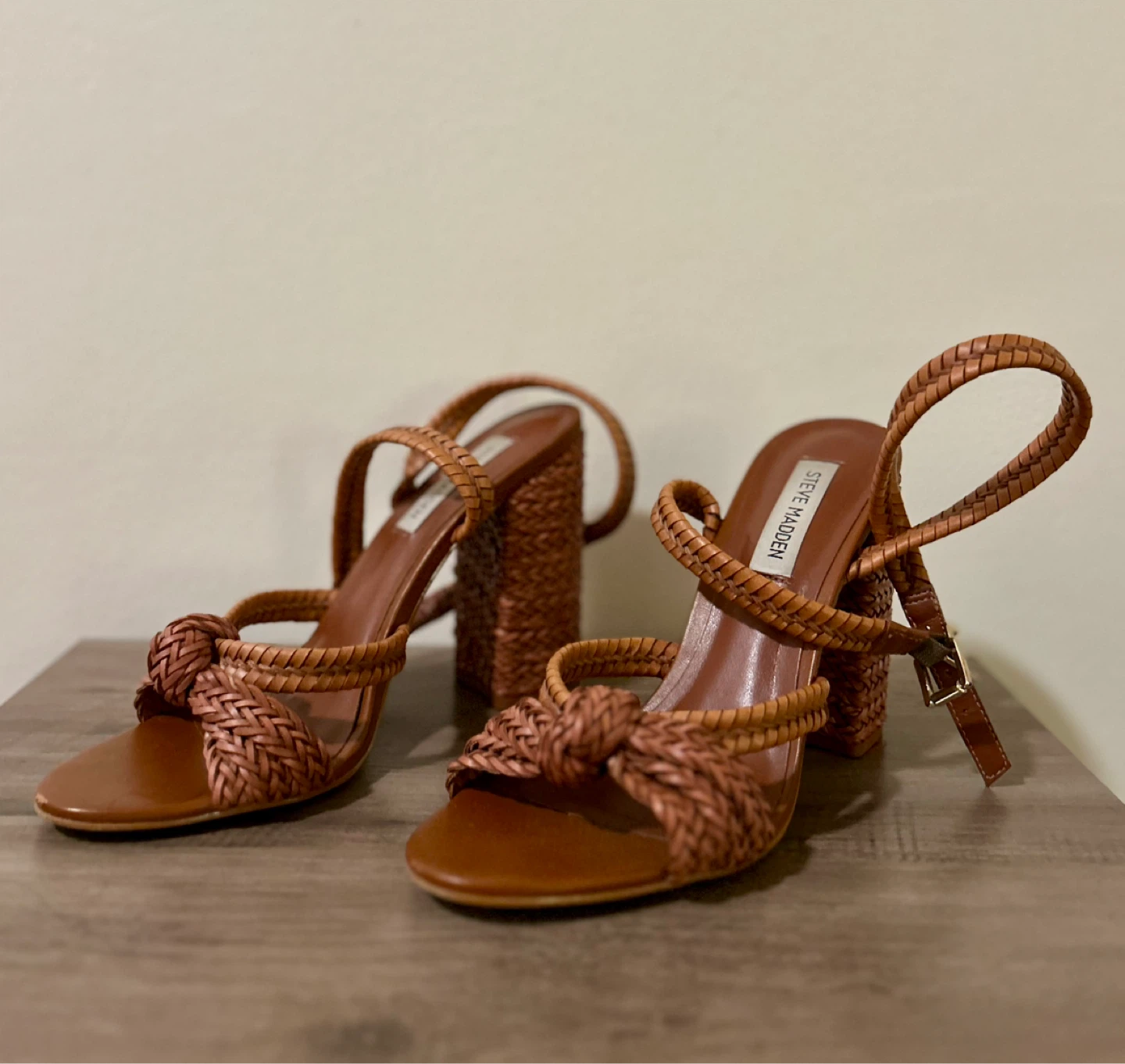 Steve Madden Woven Heeled Sandals - Brown