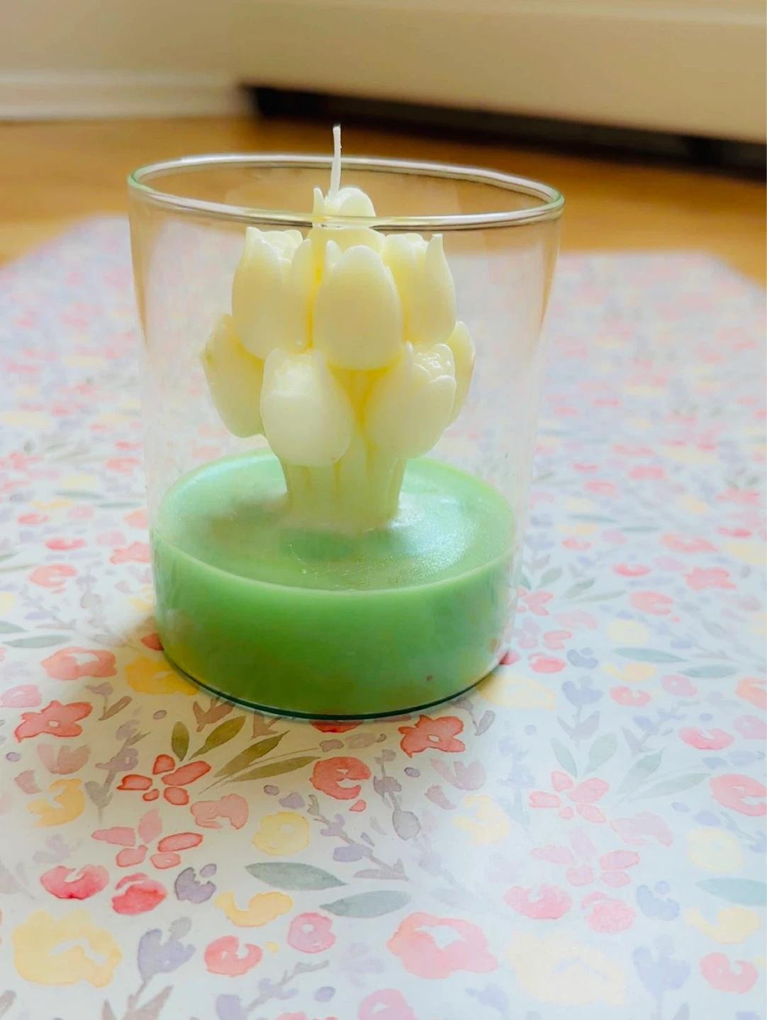 Decorative Floral Candles - Set of 2