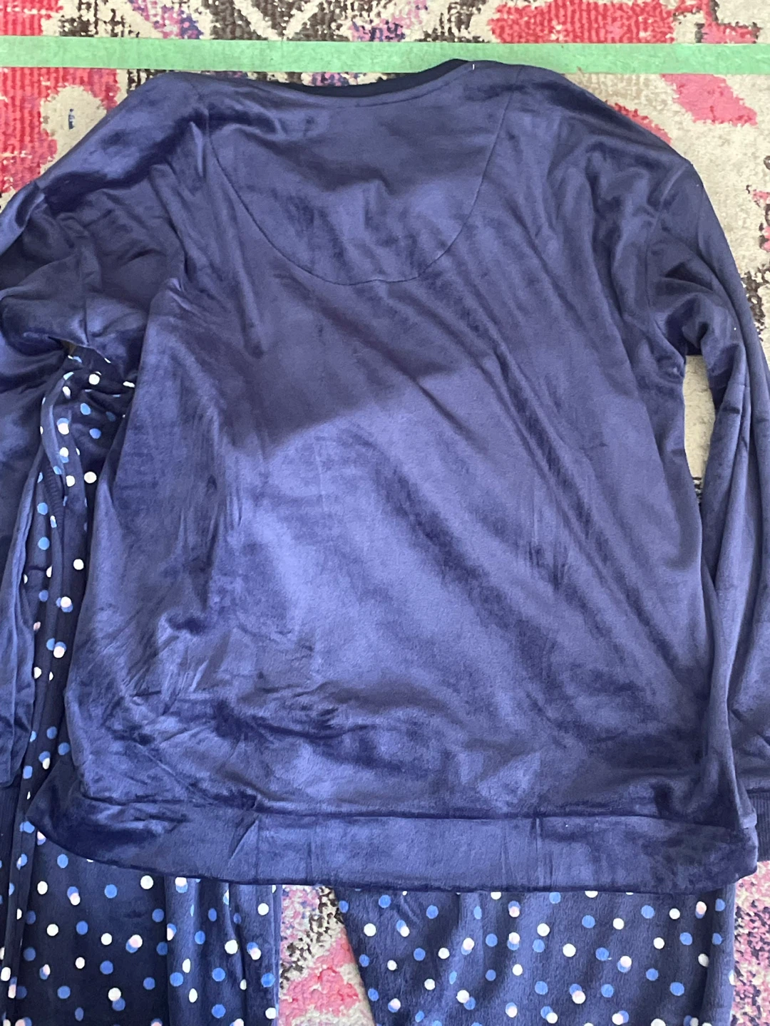 Nautica Women's Velour Pajama Set - Navy Polka Dot - Medium - photo 4