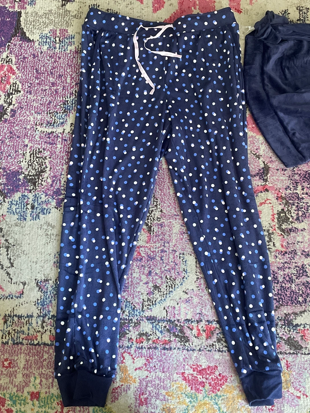Nautica Women's Velour Pajama Set - Navy Polka Dot - Medium