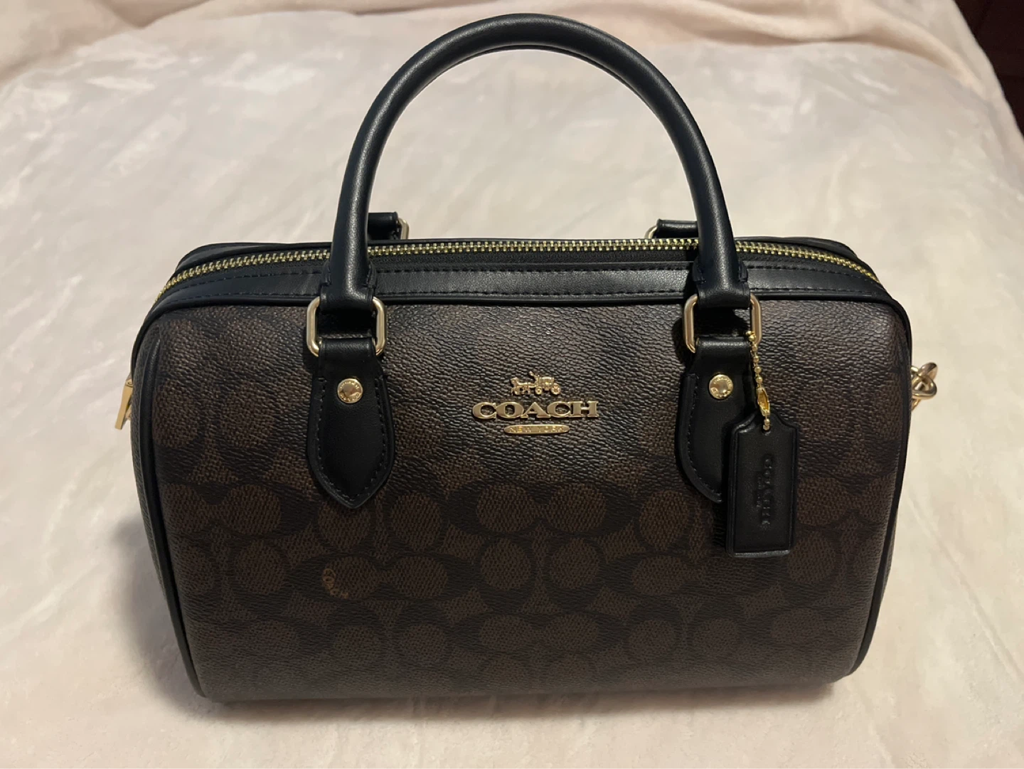 Coach Signature Canvas Barrel Bag - Brown/Black