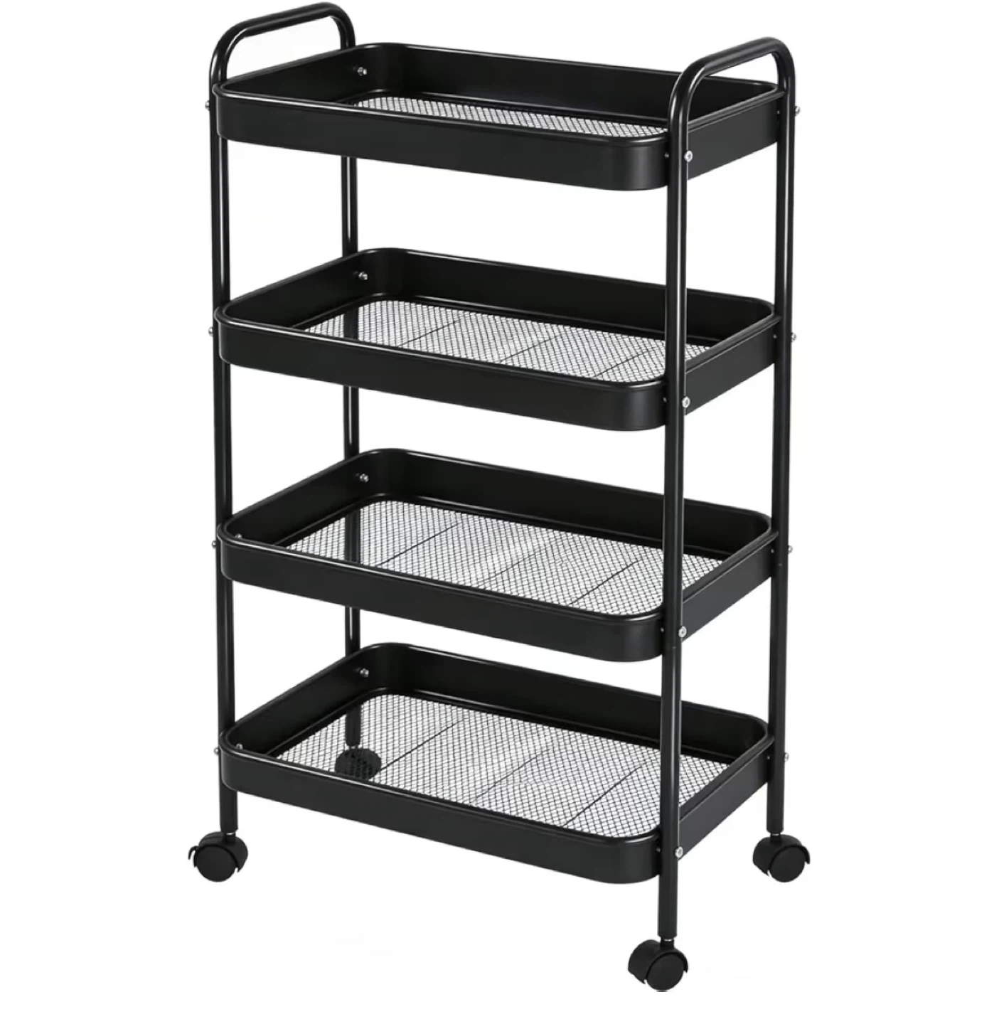 Black 4-Tier Rolling Storage Cart