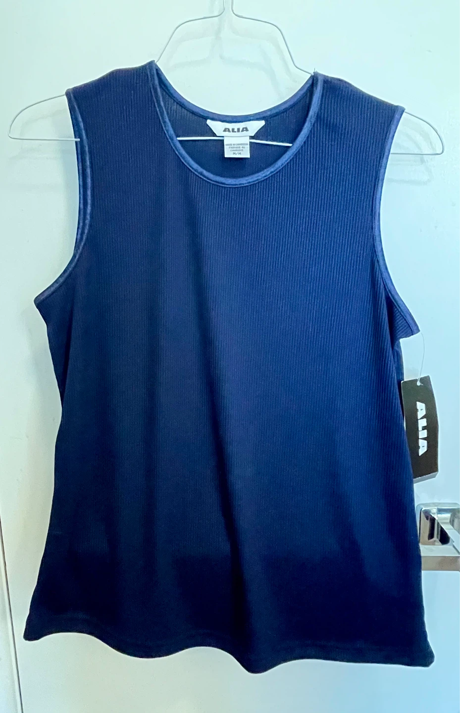 NEW Alia Women's Ribbed Tank Top - Navy Blue - Size M