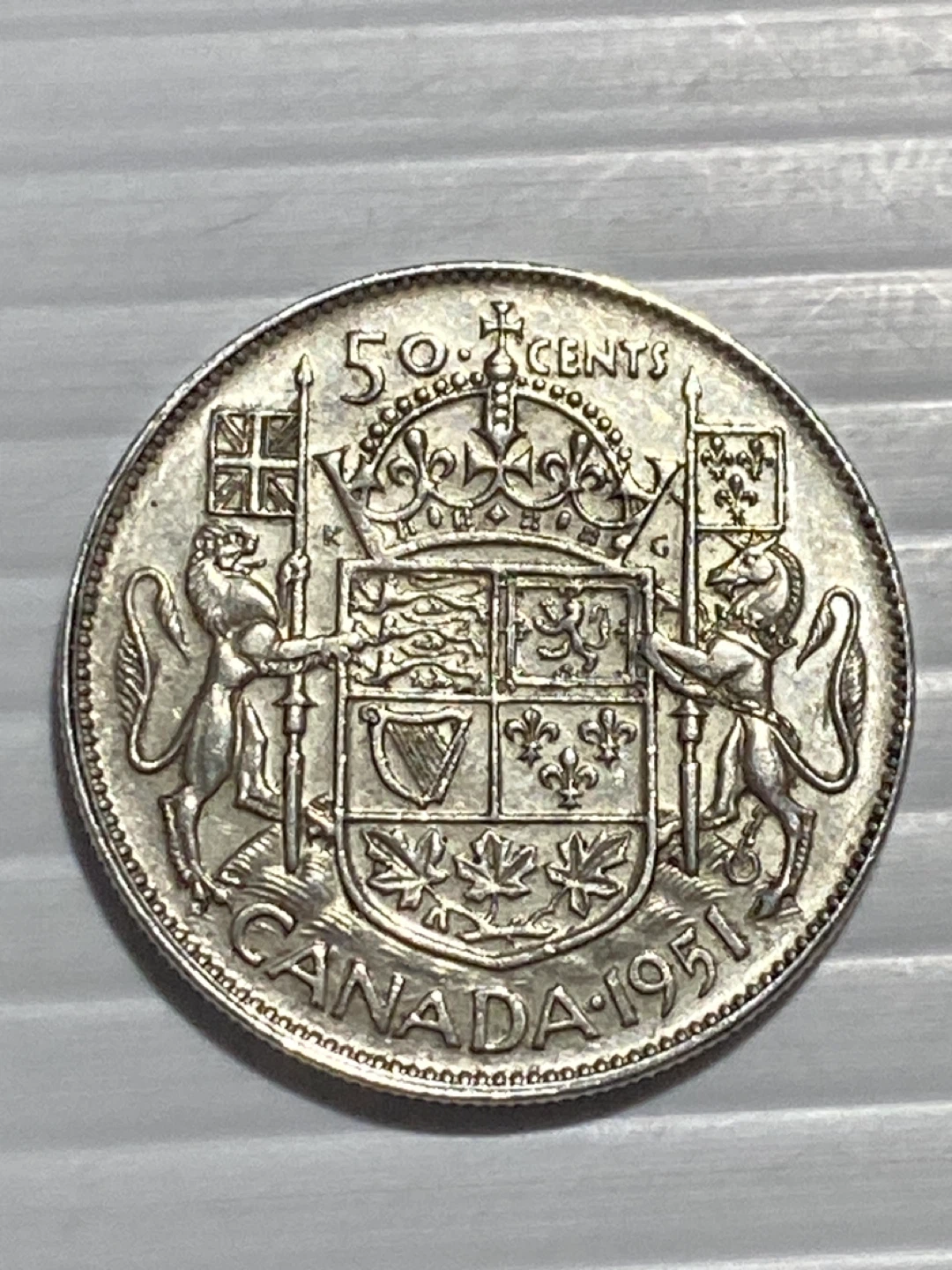 1951 silver Canadian 50 Cent Coin - King George VI
