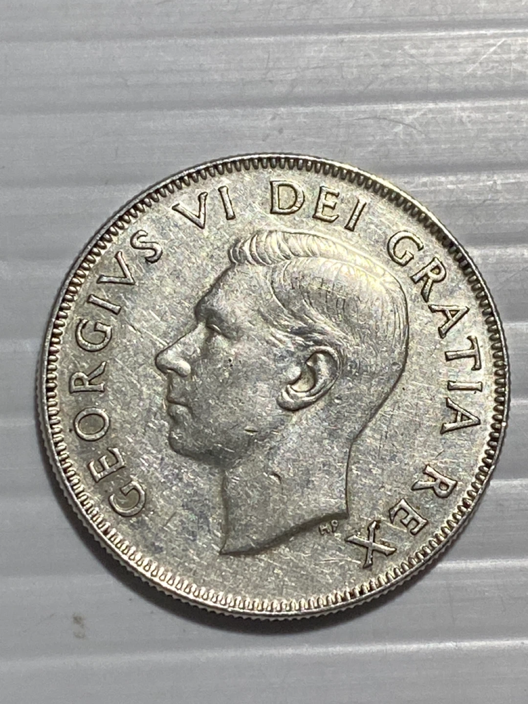 1951 silver Canadian 50 Cent Coin - King George VI - photo 2