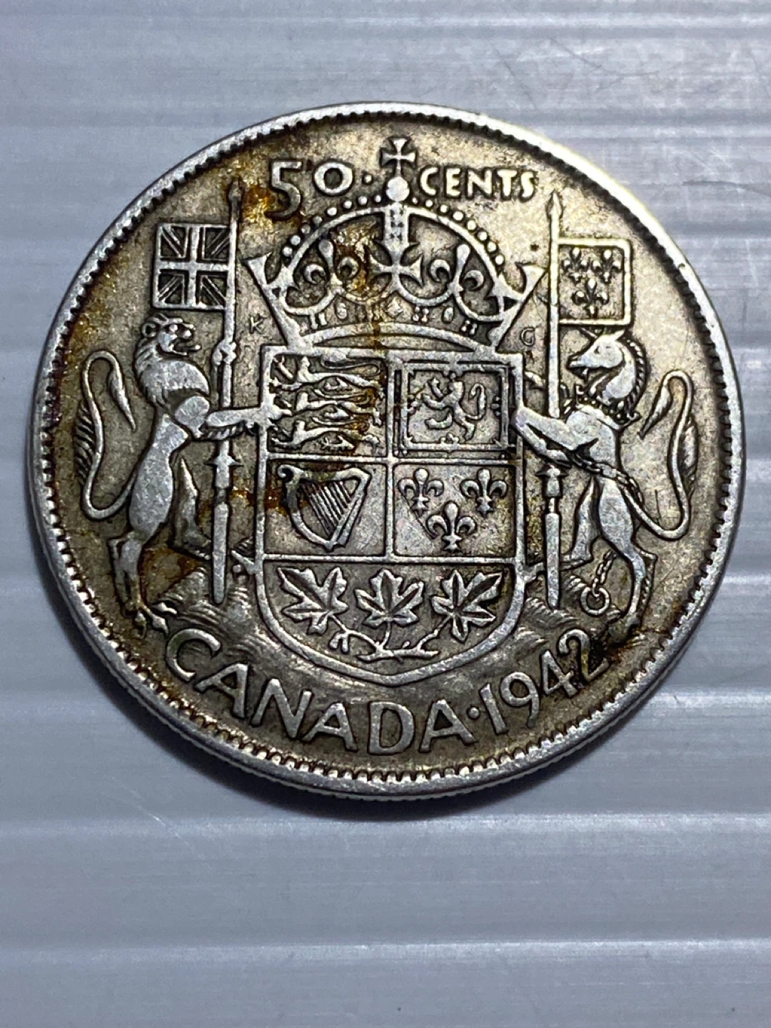 1942silver  Canada 50 Cents Coin