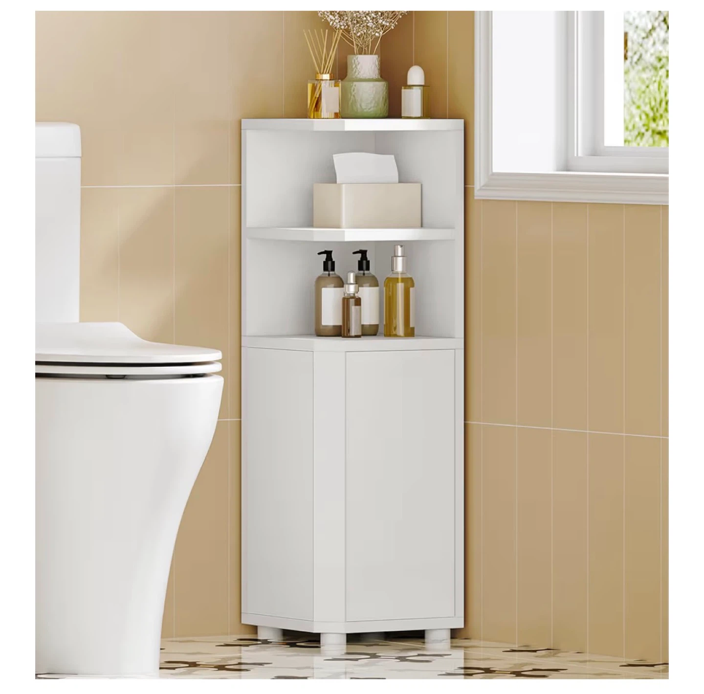 White Corner Storage Cabinet