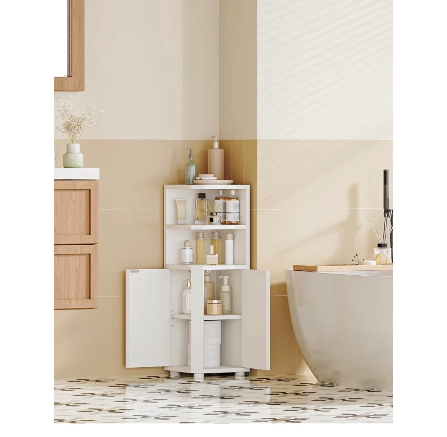 White Corner Storage Cabinet - photo 4