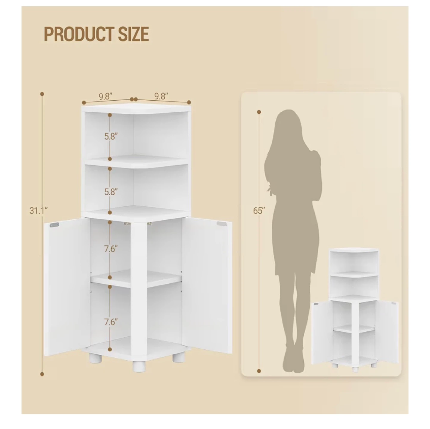 White Corner Storage Cabinet - photo 2