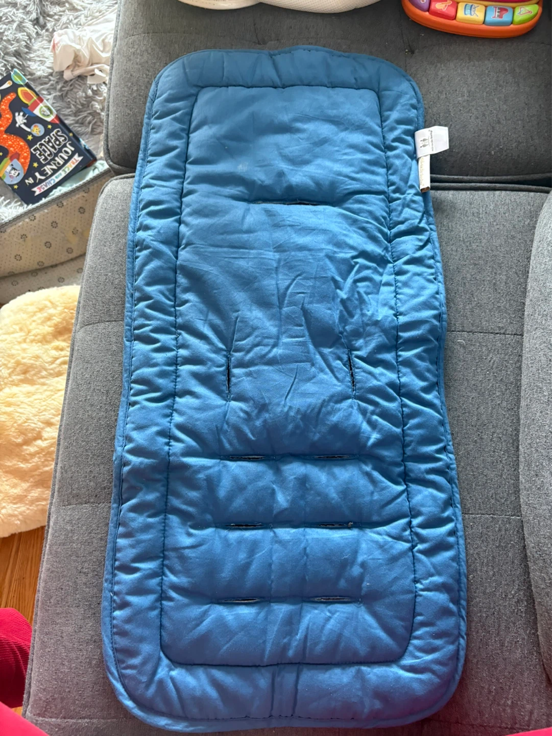 Blue Stroller Seat Liner with Whale and Crab Print - photo 2