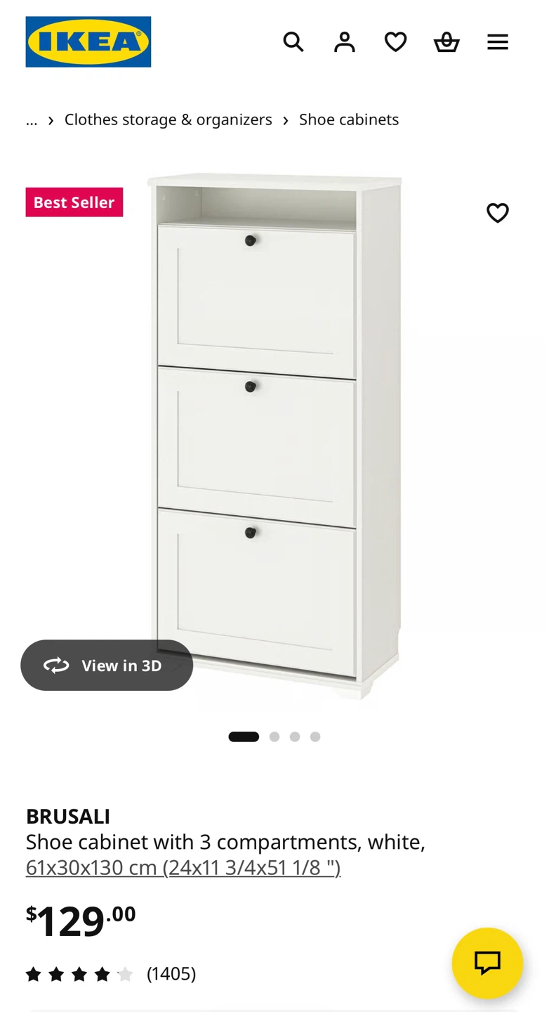 IKEA BRUSALI white shoe cabinet