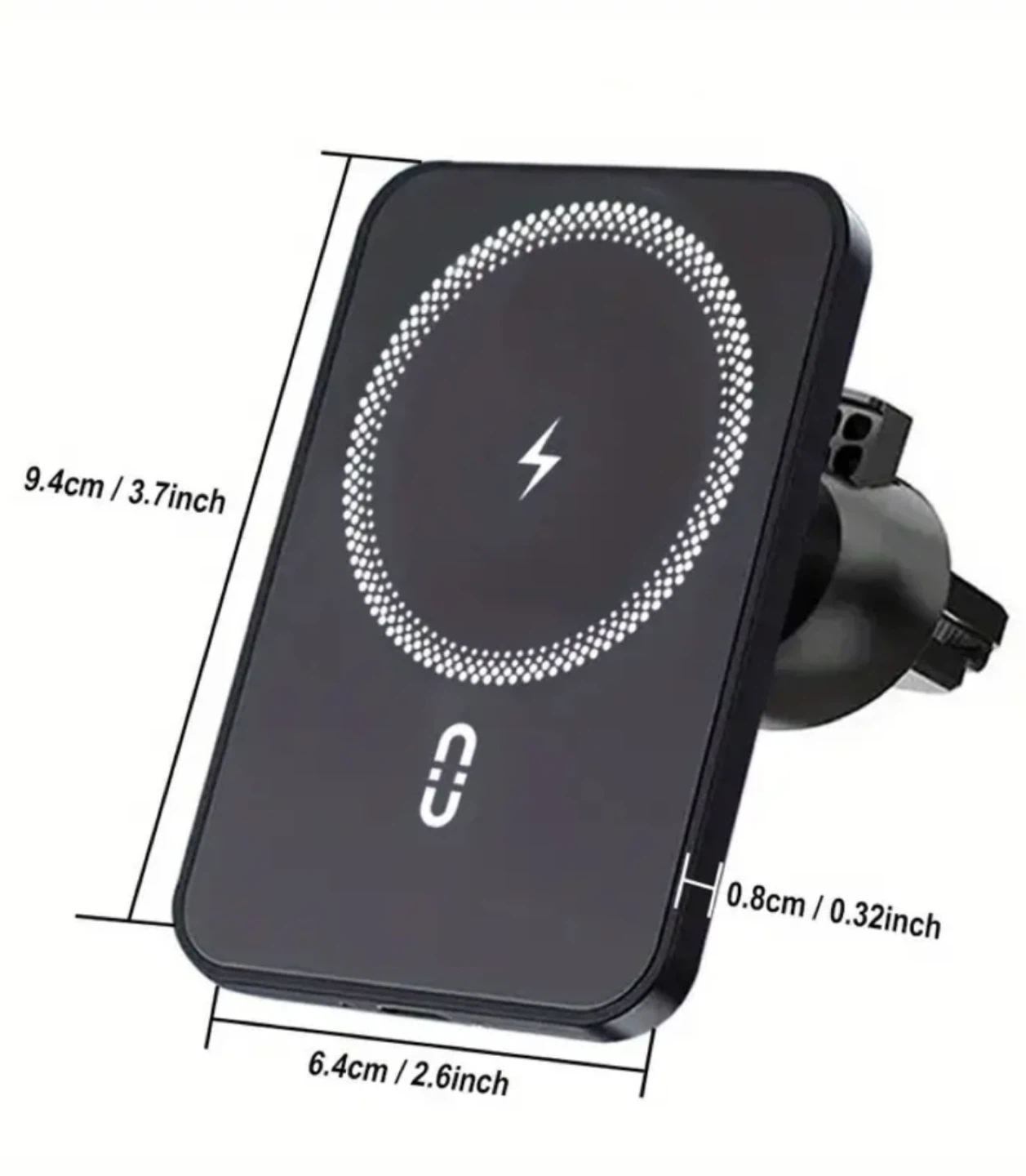 Black Magnetic Wireless Car Charger Mount