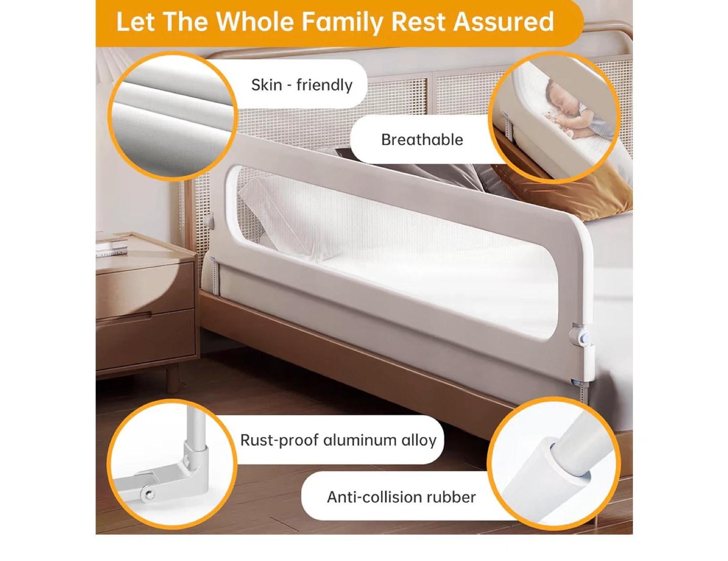 Adjustable Bed Rail for Kids - Skin Friendly & Breathable - photo 5