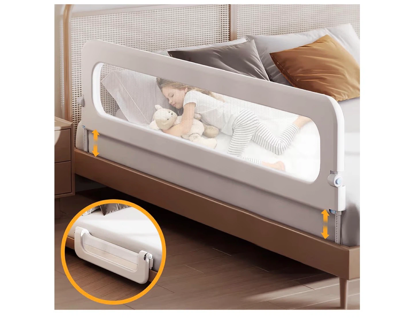 Adjustable Bed Rail for Kids - Skin Friendly & Breathable