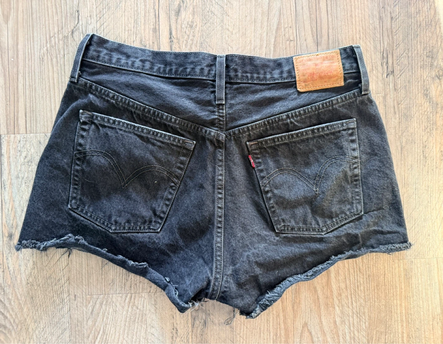 Levi's Distressed Black Denim Shorts - photo 2