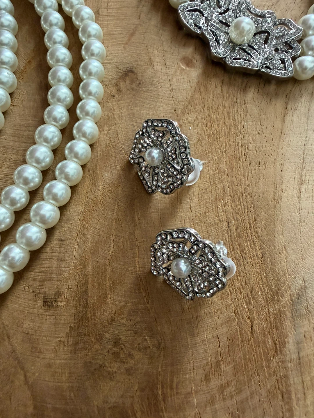 Victorian Style Faux Pearl Zirconia Necklace Earrings Bracelet - photo 3