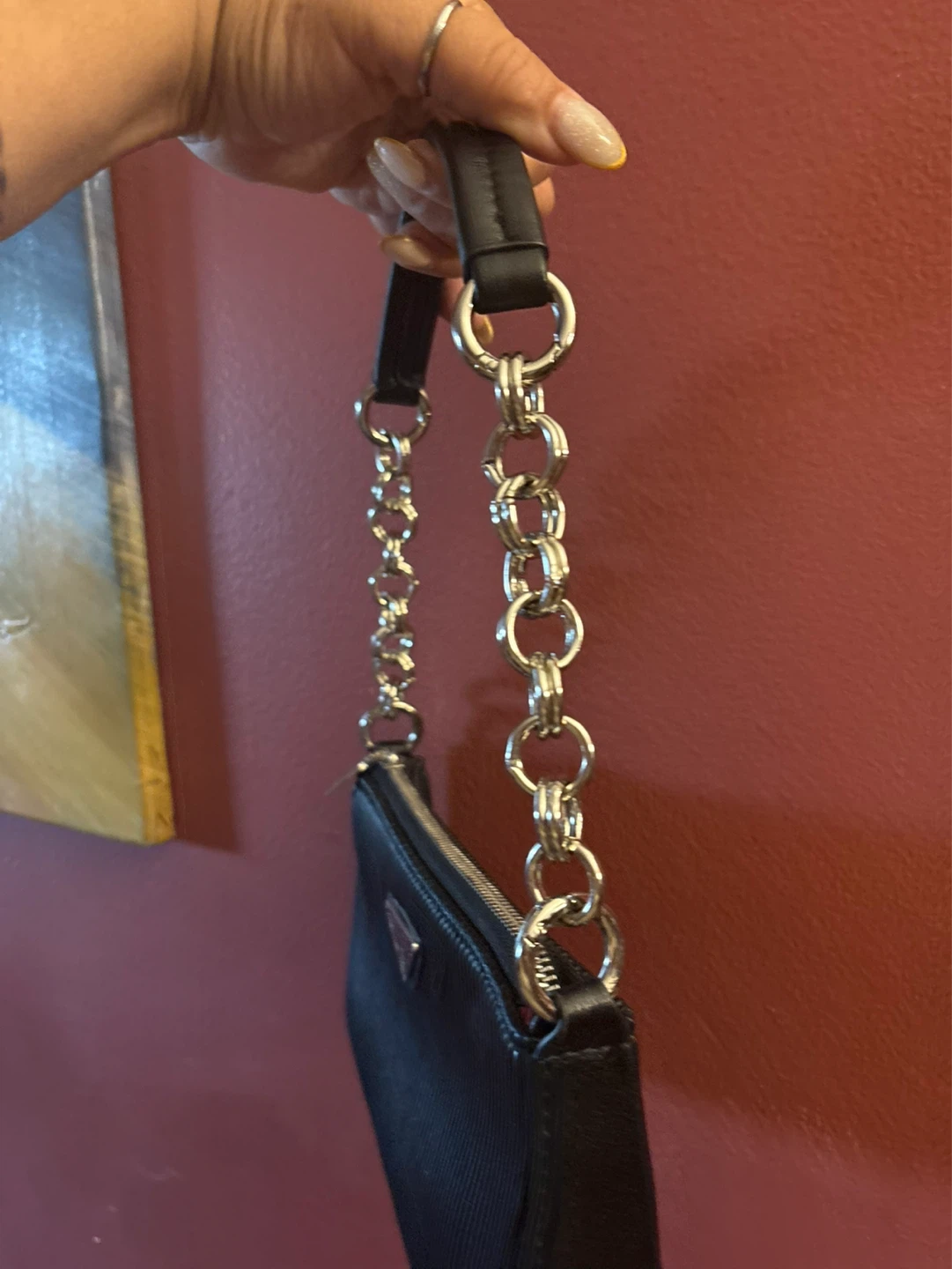 New Black Prada Shoulder Bag with Chain Strap - photo 5