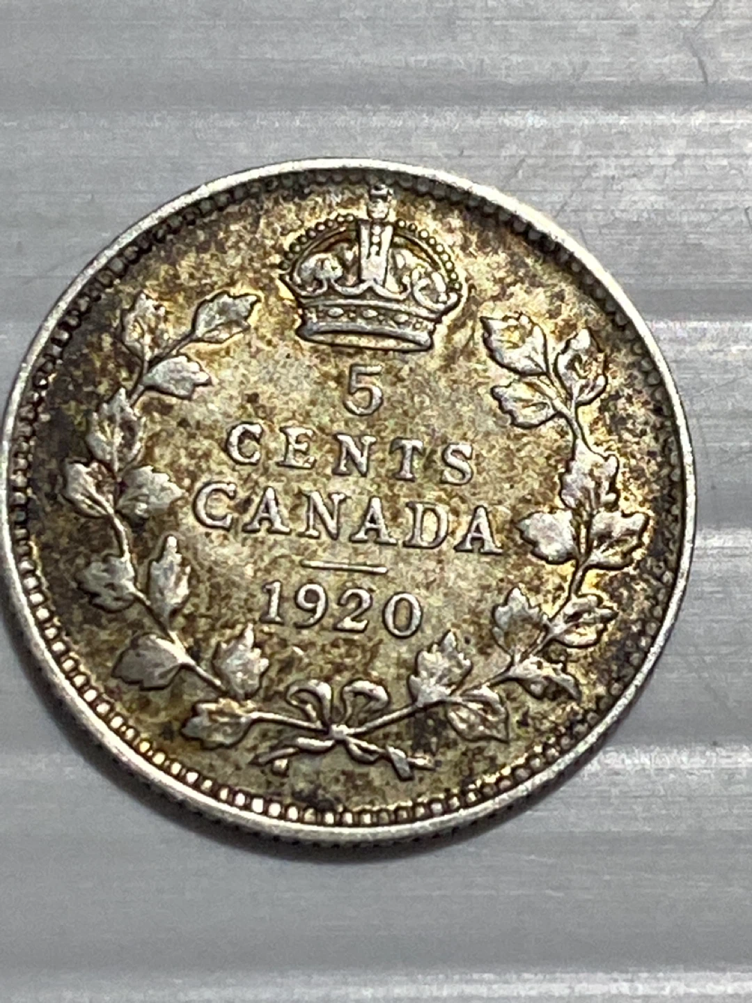 1920 Canada 5 Cents Coin - King George V - photo 2