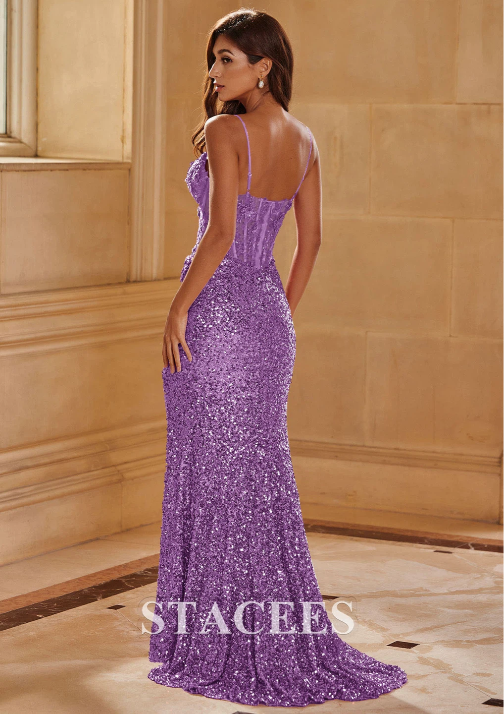 STACEES Purple Sequin Corset Gown - photo 2