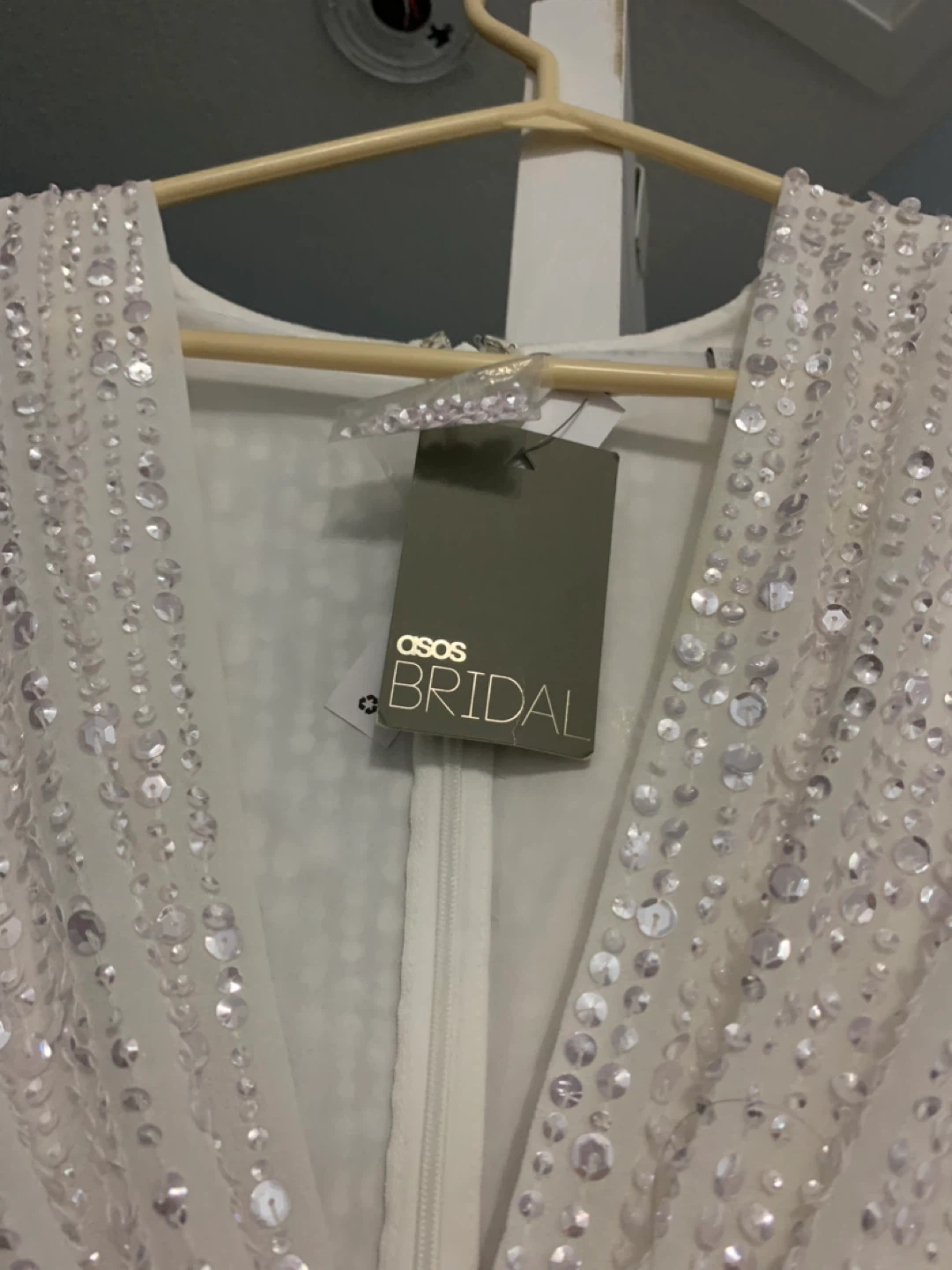 ASOS DESIGN Alexa Sequin Wedding Dress - Size 12 UK - White - photo 3