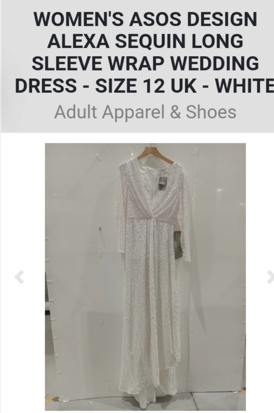 ASOS DESIGN Alexa Sequin Wedding Dress - Size 12 UK - White - photo 2