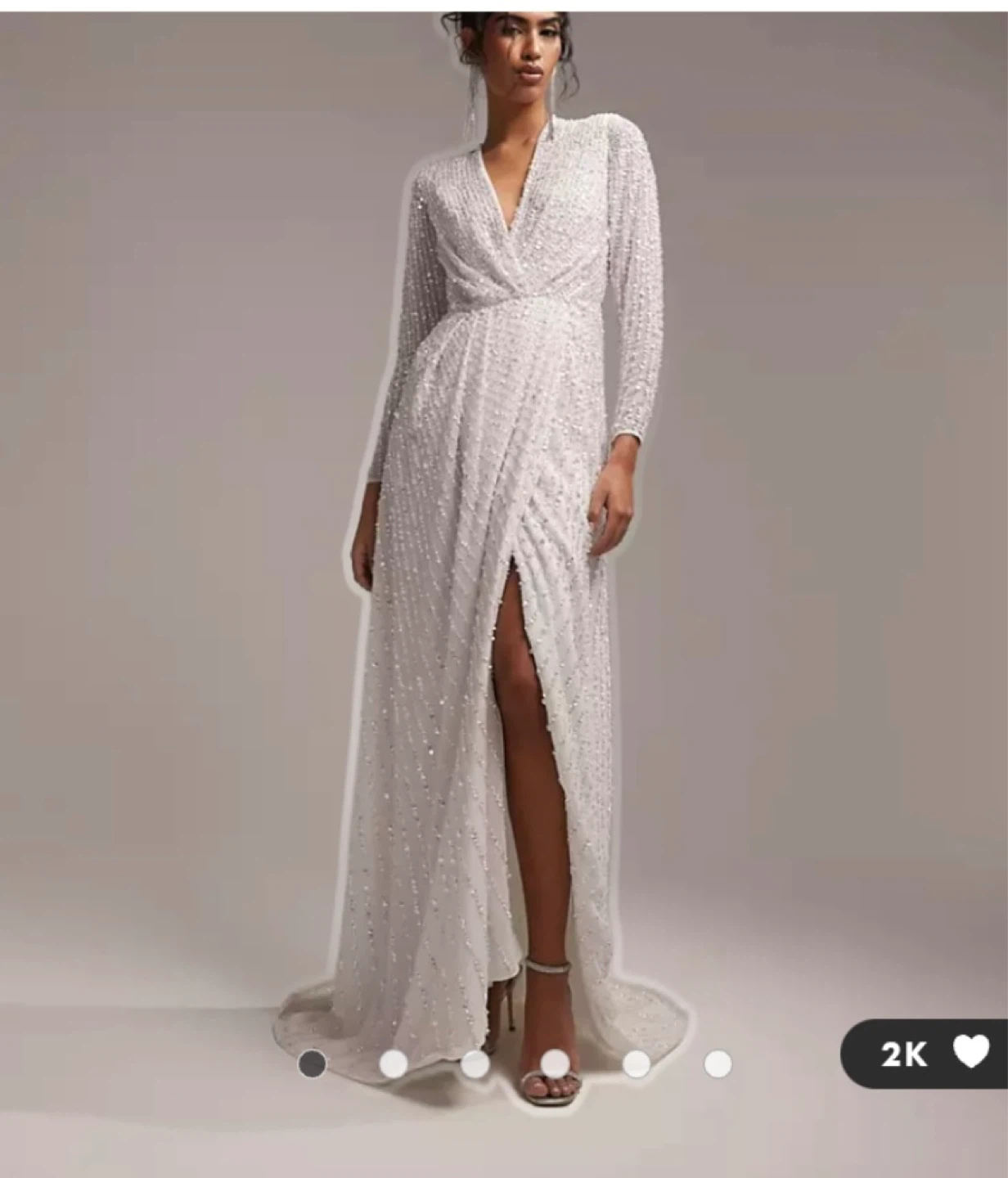 ASOS DESIGN Alexa Sequin Wedding Dress - Size 12 UK - White