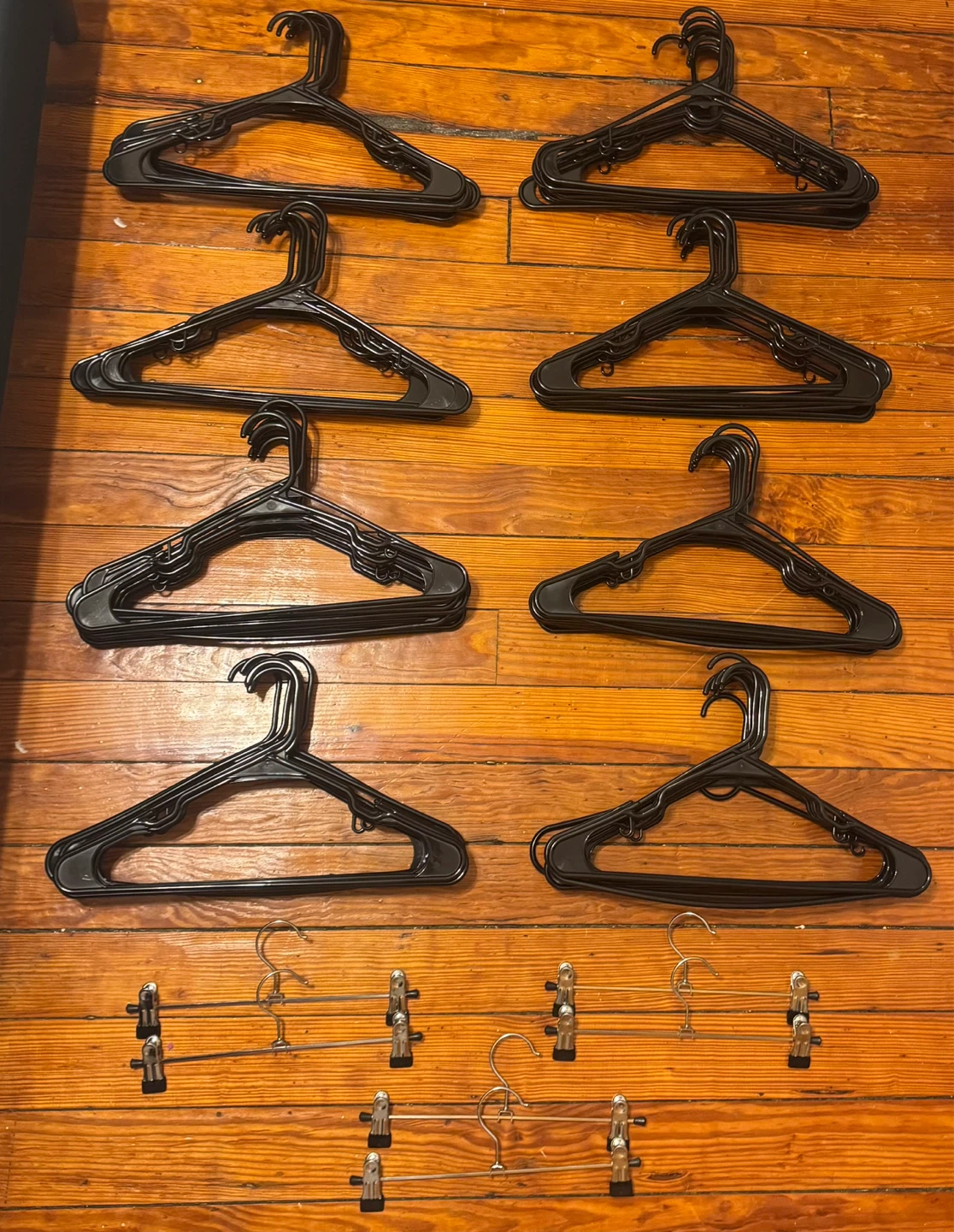 80 Black Clothes Hangers and 6 Clip Hangers