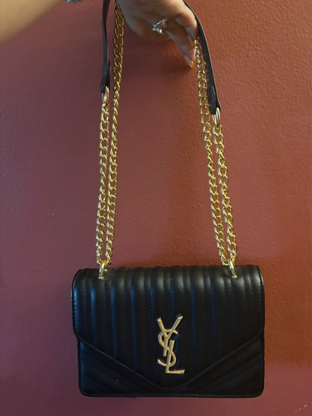 New Black YSL Shoulder Bag with Gold Chain - photo 2