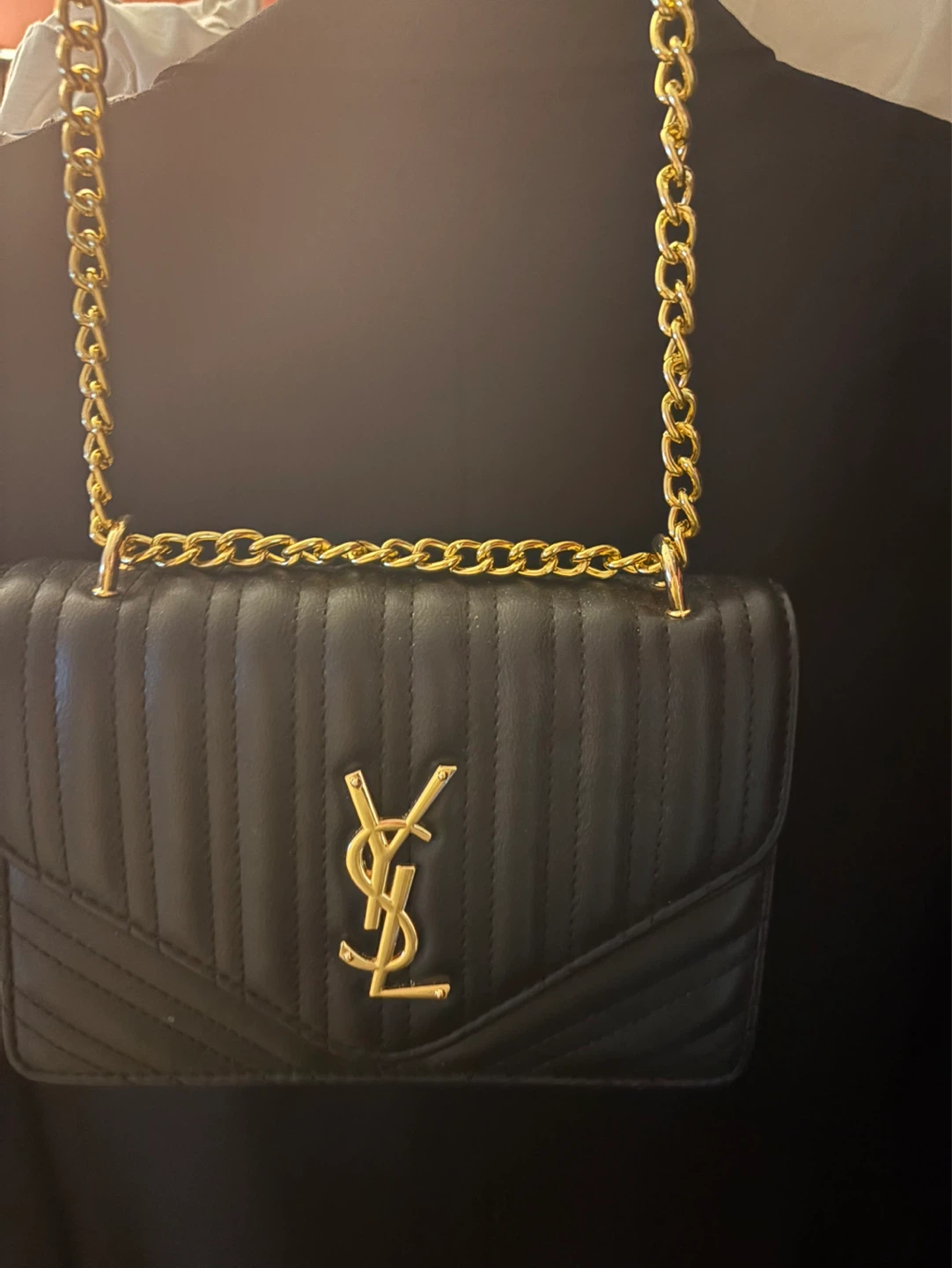 New Black YSL Shoulder Bag with Gold Chain