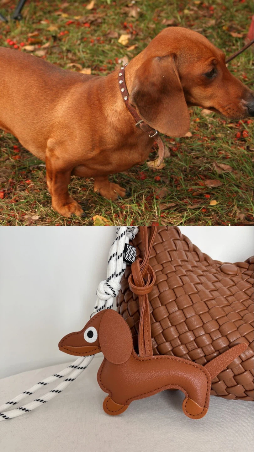 Dachshund Dog & Chocolate Bar Bag Charm Keychain Set - photo 2