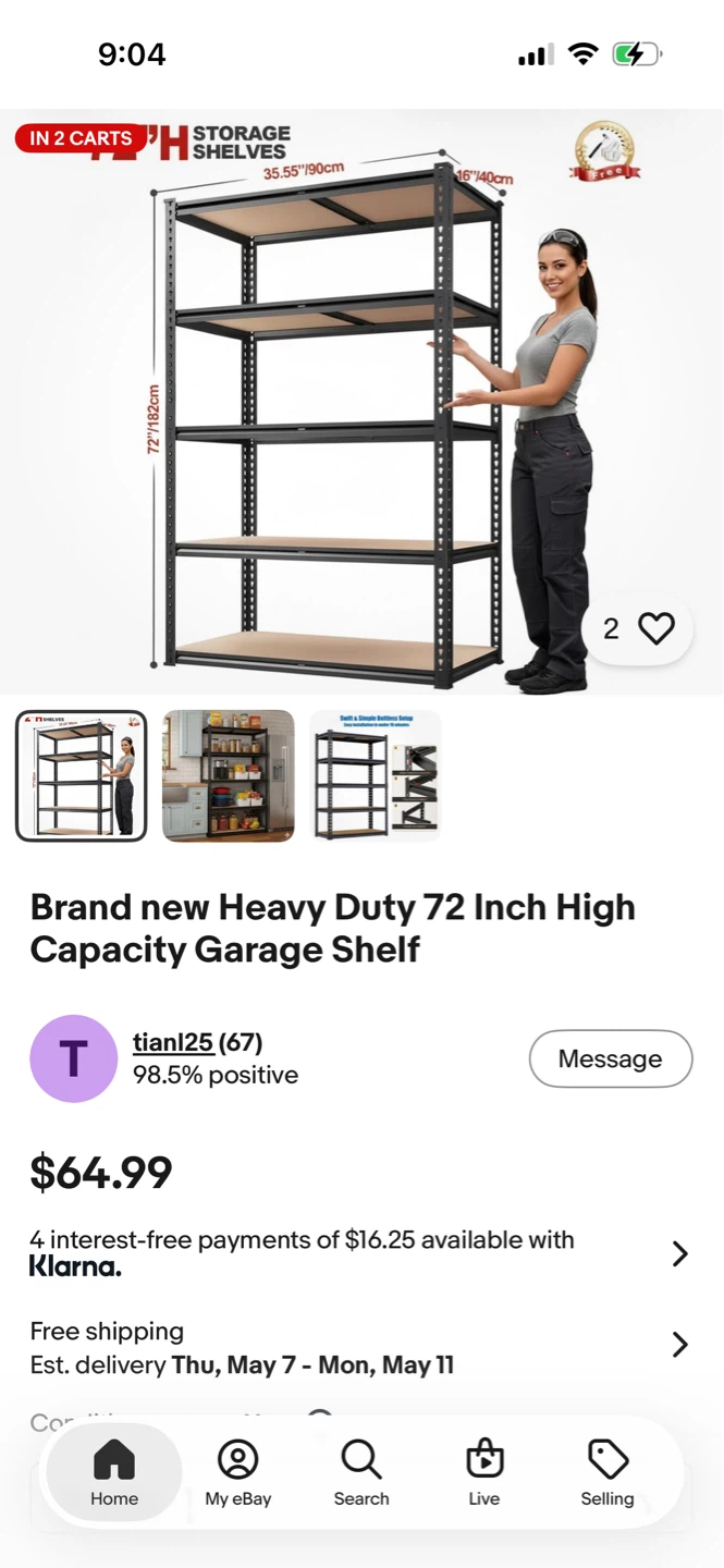 72" Heavy Duty 5-Tier Storage Shelving Unit - photo 5