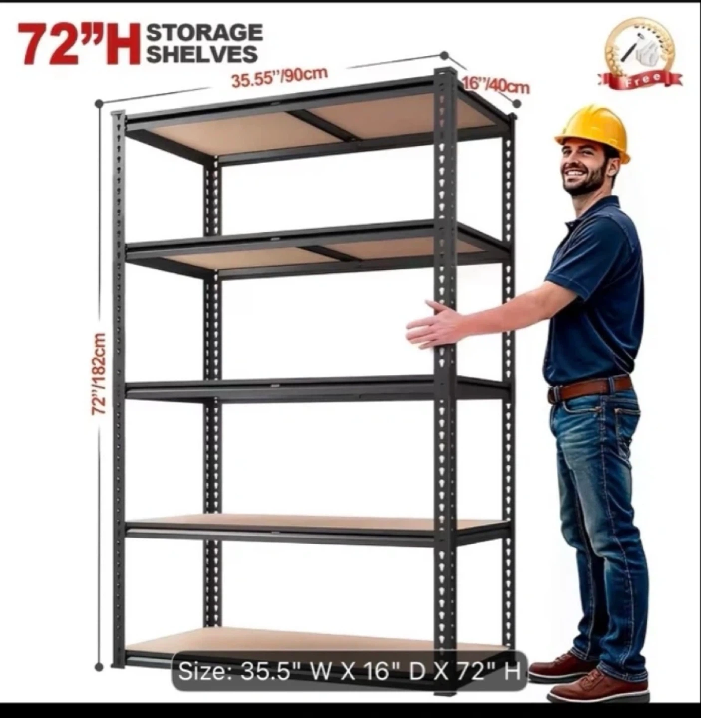 72" Heavy Duty 5-Tier Storage Shelving Unit