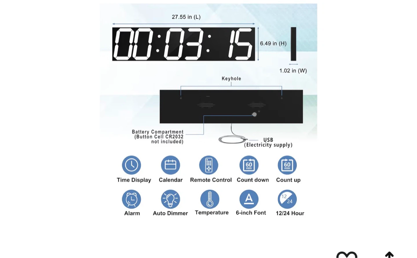 Digital Wall Clock with Remote Control - photo 3