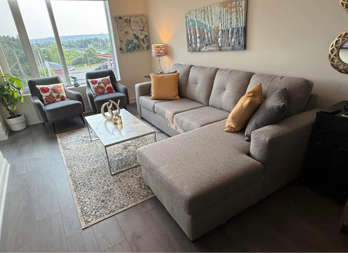 Grey Sectional Sofa with Chaise