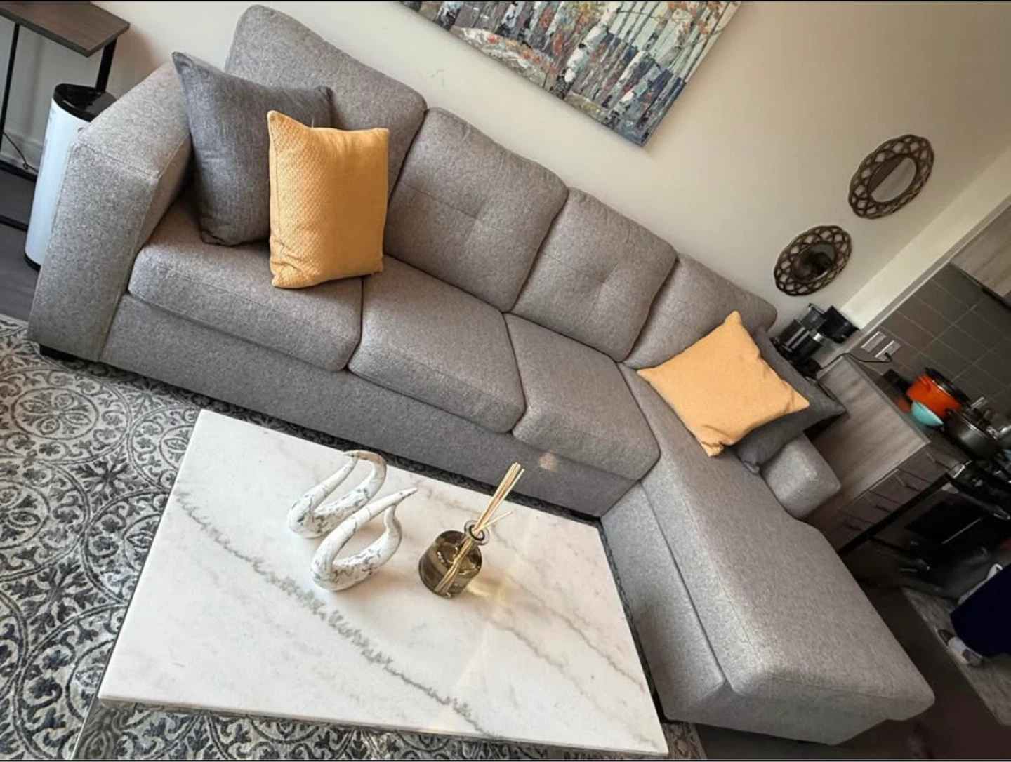 Grey Sectional Sofa with Chaise - photo 2
