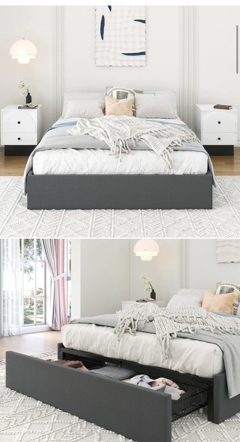 Queen Size Bed Frame with Storage Drawers
