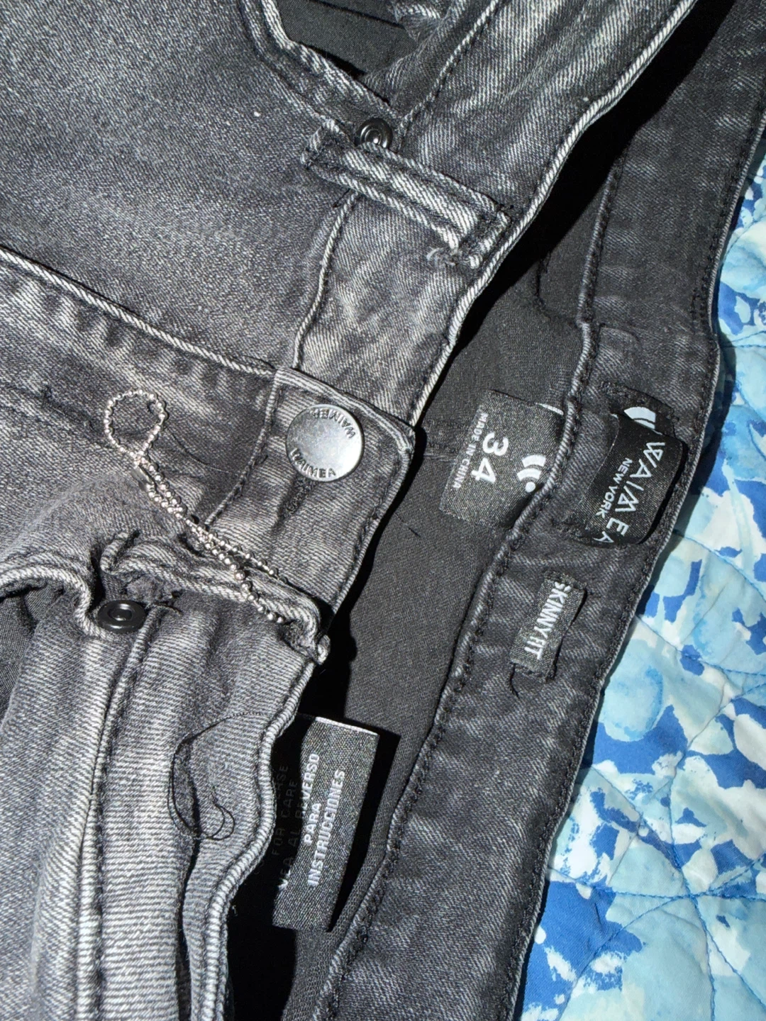 WAI.ĒA Skinny Fit Jeans Size 34 Black - photo 3