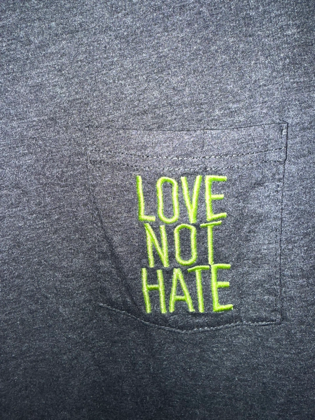 Charcoal Grey "Love Not Hate" Pocket T-Shirt